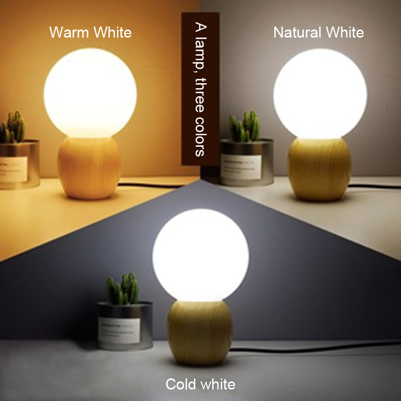 Bedside lamp Wooden Table Lamp Featuring a Clear Glass Enclosure Ideal for Relaxing Ambiance AC85-265V