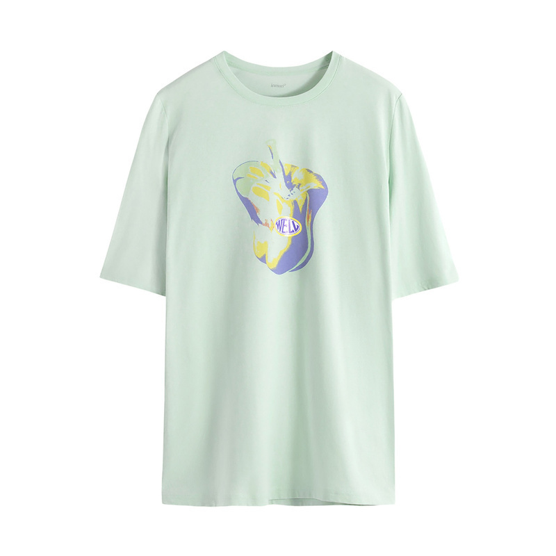 INMAN Summer New Arrival Cotton Literary Fruit Print Loose Casual Fashion Half Sleeve Tshirt T200614