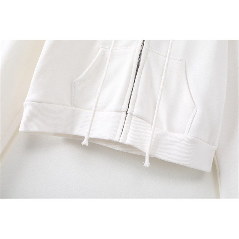 Stylish girls elegant white hoodies autumn fashion ladies streetwear short sweatshirts female cute outfit casual women chic 201216