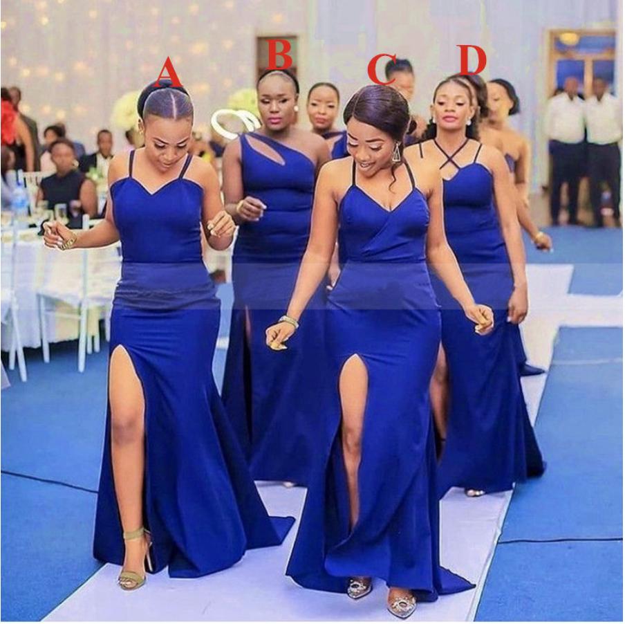 2022 African Mermaid Royal Blue Bridesmaid Dresses Hot Halter Side Split For Wedding Beach Garden Plus Size Party Prom Gowns Under 100
2022 African Mermaid Royal Blue Bridesmaid Dresses Hot Halter Side Split For Wedding Beach Garden Plus Size Party Prom Gowns Under 100