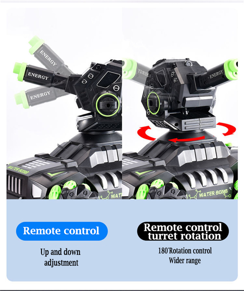 Remote Control Tank Can Launch Water Bomb Combat Vehicle Gesture Sensing Control Rechargeable Battery Boy Toy (Equipped With 2 Batteries + 30000 Water