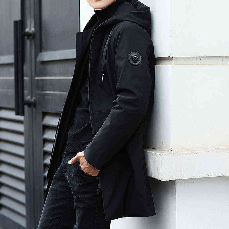 Plus Size Men's Winter Warm Jacket Fleece Parka Coat Black Hooded Windbreaker Outwear Fleec Jacket Long Parkas 8XL 211104
