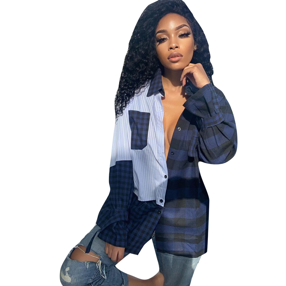 Women's Striped Blouse: Stylish Cut Out Panelled Long Sleeve Shirt For B4