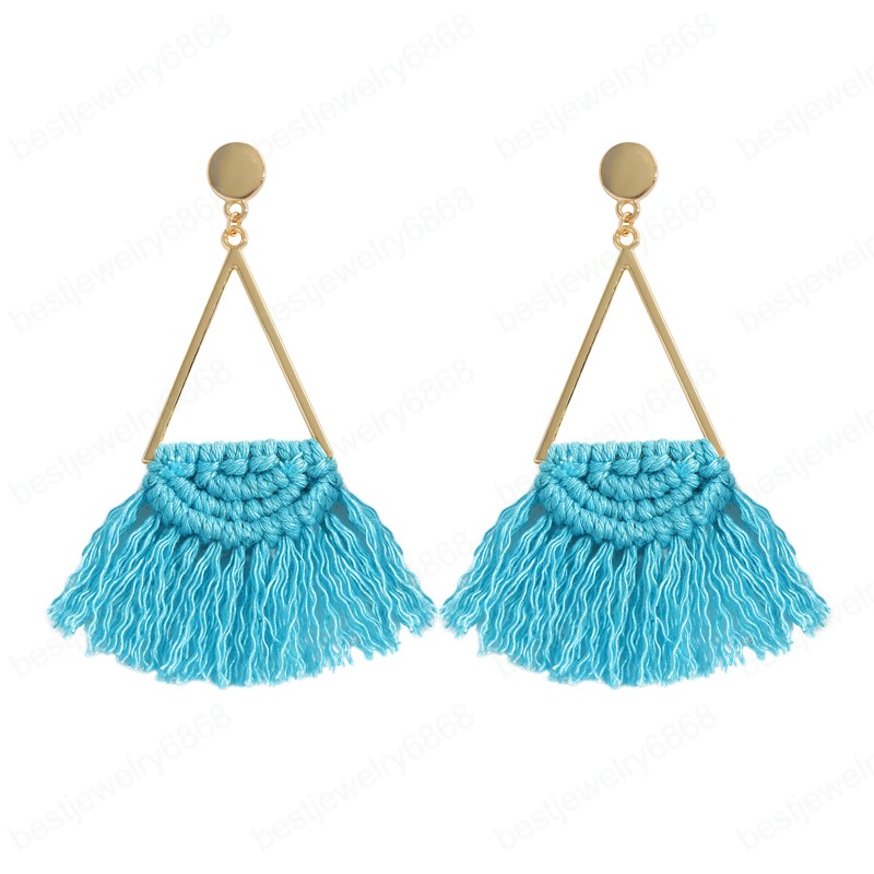 Bohemian Fringed Macrame Earring Women Ethnic Triangle Leaf Cotton Thread Tassel Long Dangle Earrings Hand Jewelry Party
Bohemian Fringed Macrame Earring Women Ethnic Triangle Leaf Cotton Thread Tassel Long Dangle Earrings Hand Jewelry Party