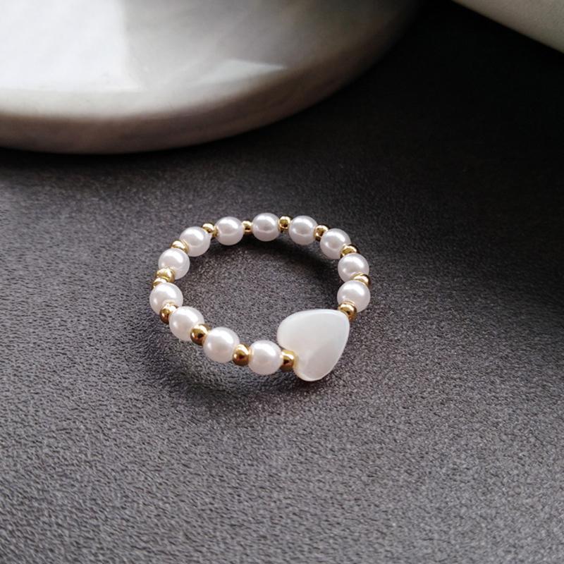 Cluster Rings Korean Elastic Rope Pearl Beads Ring For Women Fashion Simple Female Heart-shaped Gold Elegant Lady Party Jewelry Gift
Cluster Rings Korean Elastic Rope Pearl Beads Ring For Women Fashion Simple Female Heart-shaped Gold Elegant Lady Party Jewelry Gift