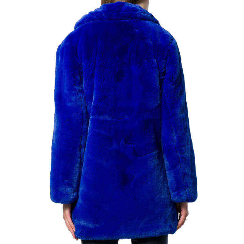 Winter Coat Women Faux Fur Jacket Female Casual Thick Warm Loose Women Clothing Solid Long Jacket Autumn Vintage Outwear 211123