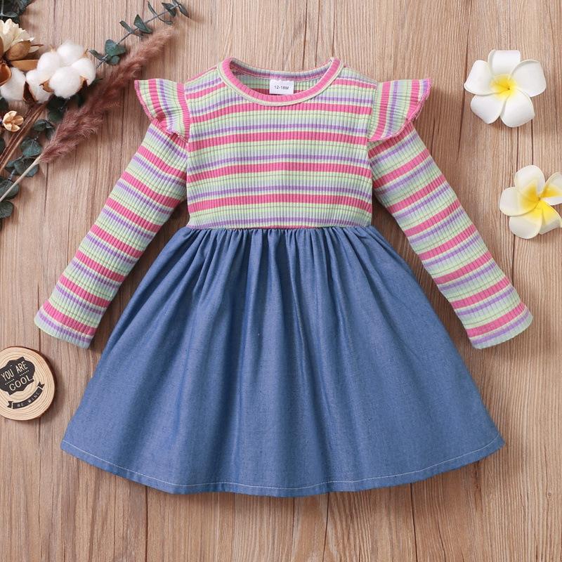 Girl's Dresses Cute Striped Print Dress For Girls Clothing Spring Ruffle Party Vestidos Patchwork Knitted Toddler Girl Princess, As picture
Girl's Dresses Cute Striped Print Dress For Girls Clothing Spring Ruffle Party Vestidos Patchwork Knitted Toddler Girl Princess, As picture