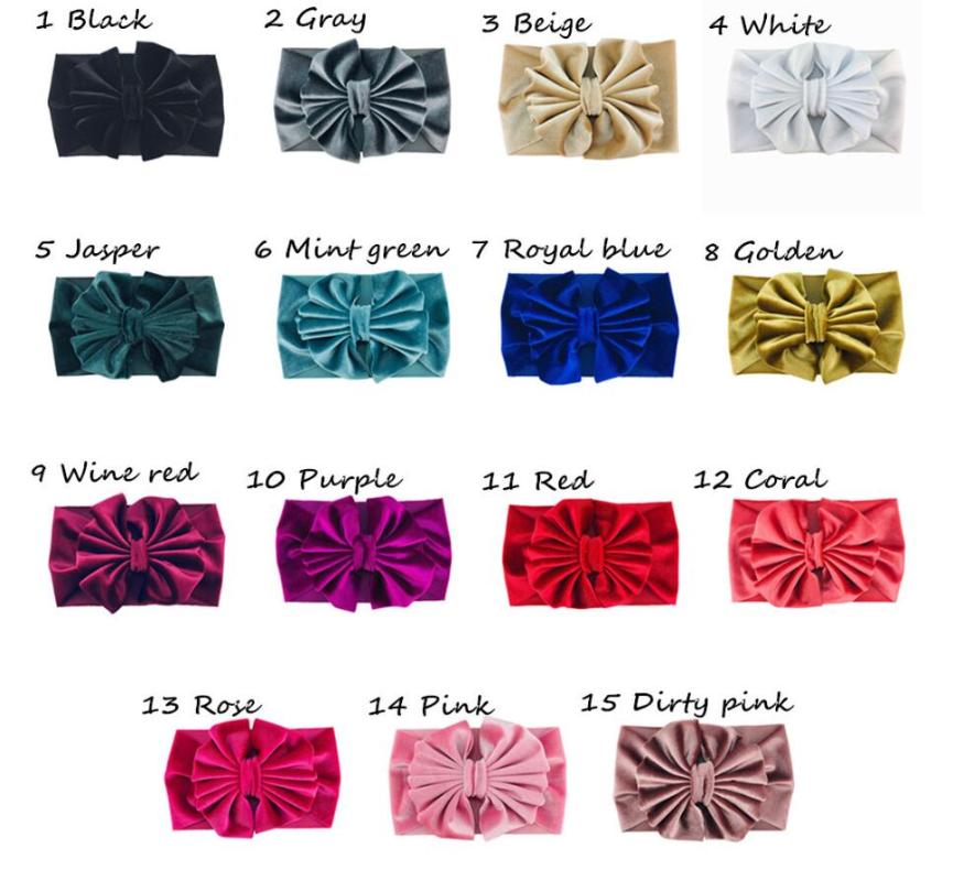 Hair Accessories Bulk 24pcs/lot Velvet Fabric Bow Headband Large Knot Bows HairBands For Girls Born Baby Headwear Knotbows Headbands