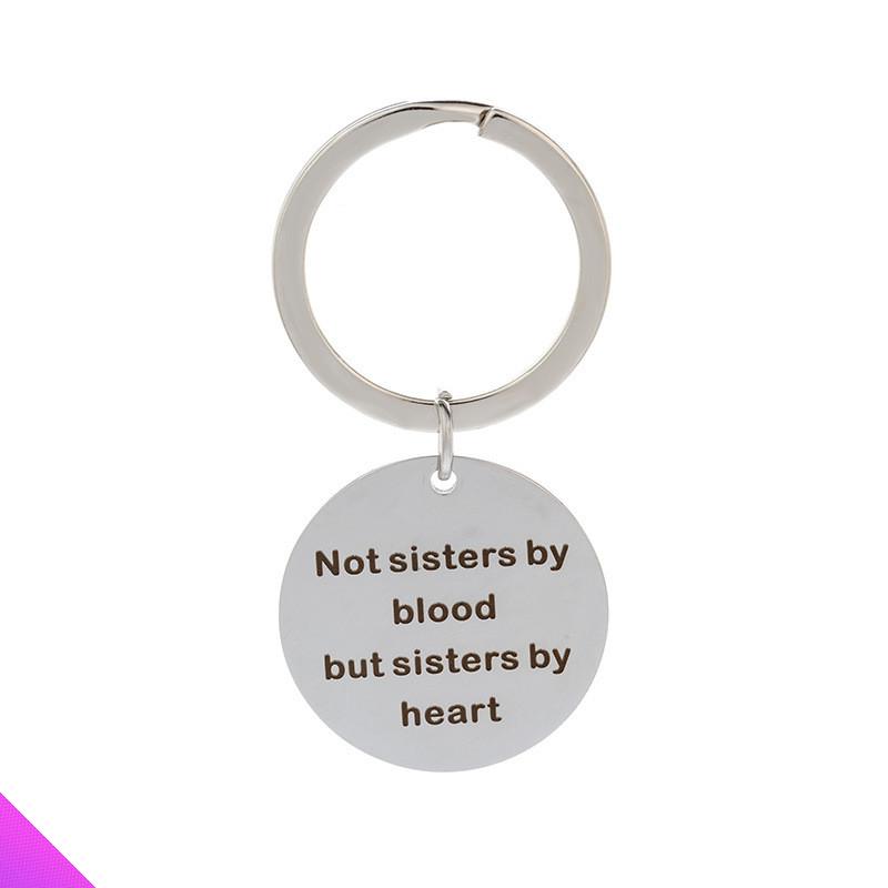 Keychains Keychain Stainless Steel Disc Pendant Engraved With "Not Sisters By Blood But Heart
Keychains Keychain Stainless Steel Disc Pendant Engraved With "Not Sisters By Blood But Heart