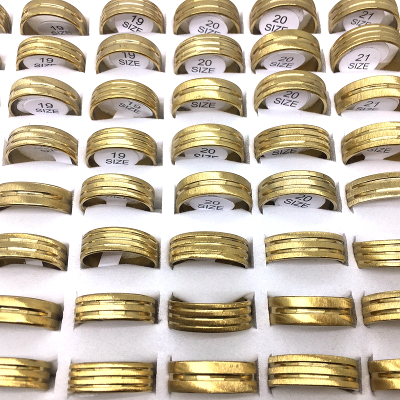 Wholesale 100pcs/Lot Men's Women's Band Ring Gold Plated Stripe Stainless Steel Rings Fashion Jewelry Party Favor Gifts Mix Sizes
Wholesale 100pcs/Lot Men's Women's Band Ring Gold Plated Stripe Stainless Steel Rings Fashion Jewelry Party Favor Gifts Mix Sizes