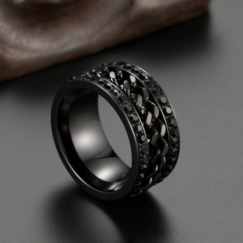 Rainbow Stainless Steel Chain with Zirconia Stone Ring for Men New Fashion Hip Hop Multicolor Black Gold Color Punk Party Gifts Wolf Tide Jewelry Bijo