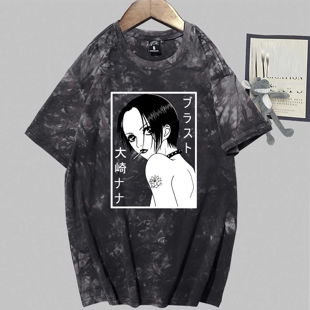 Nana Osaki Harajuku T-shirt Print Fashion Short Sleeve Round Neck Tie Dye Anime Tops Y0809