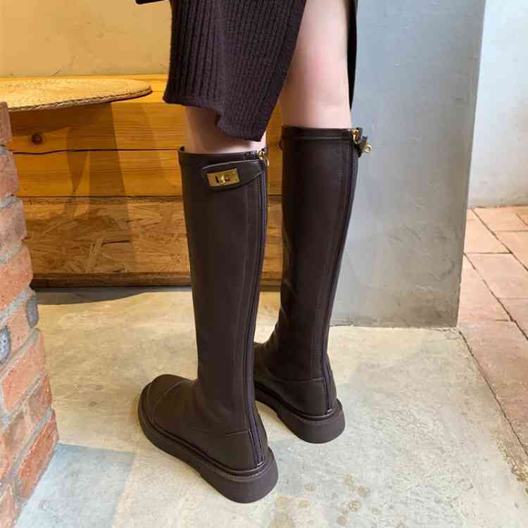 Boots Brown little Knight boots autumn and winter low heel round head tall thin elastic knee length BTH1, Black
Boots Brown little Knight boots autumn and winter low heel round head tall thin elastic knee length BTH1, Black