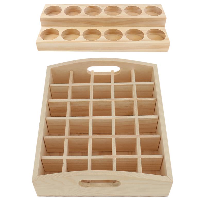2pcs/set Wood Essential Oil Box Displaying Case Organizer Holder Rack Stand Shelf Perfect for Retail Stores Home Storage