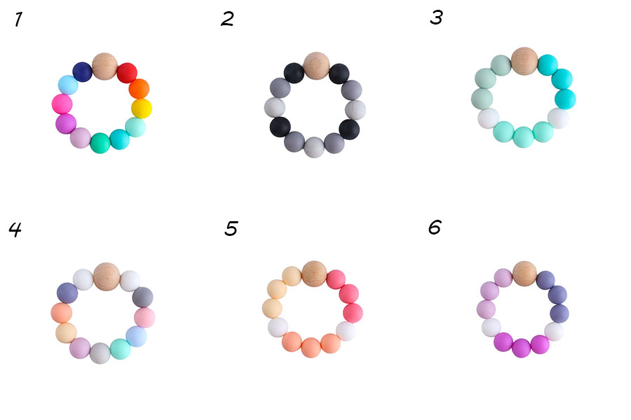 New DIY baby Silicone teething beads Newborn Teething Ring Infant Wood Ring Teethers Baby Toy Colorful Silicon Beaded Soother M3329