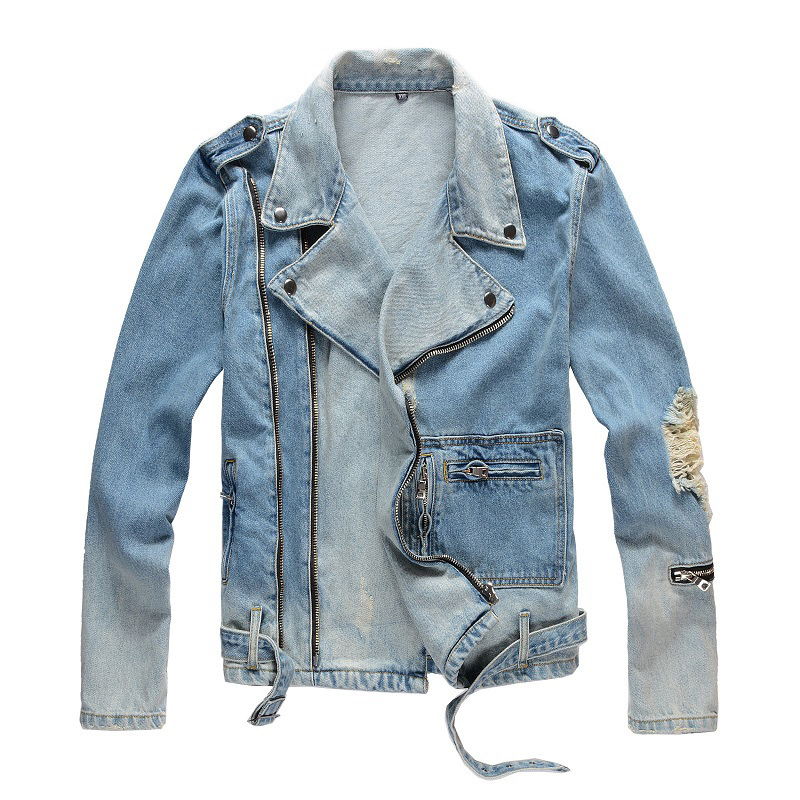 2021 New Men's Male Holes Ripped Blue Jean Biker Jacket for Motorcycle Streetwear Zippers Turn Down Collar Denim Coat Outerwear Pwz9, Sky blue
2021 New Men's Male Holes Ripped Blue Jean Biker Jacket for Motorcycle Streetwear Zippers Turn Down Collar Denim Coat Outerwear Pwz9, Sky blue