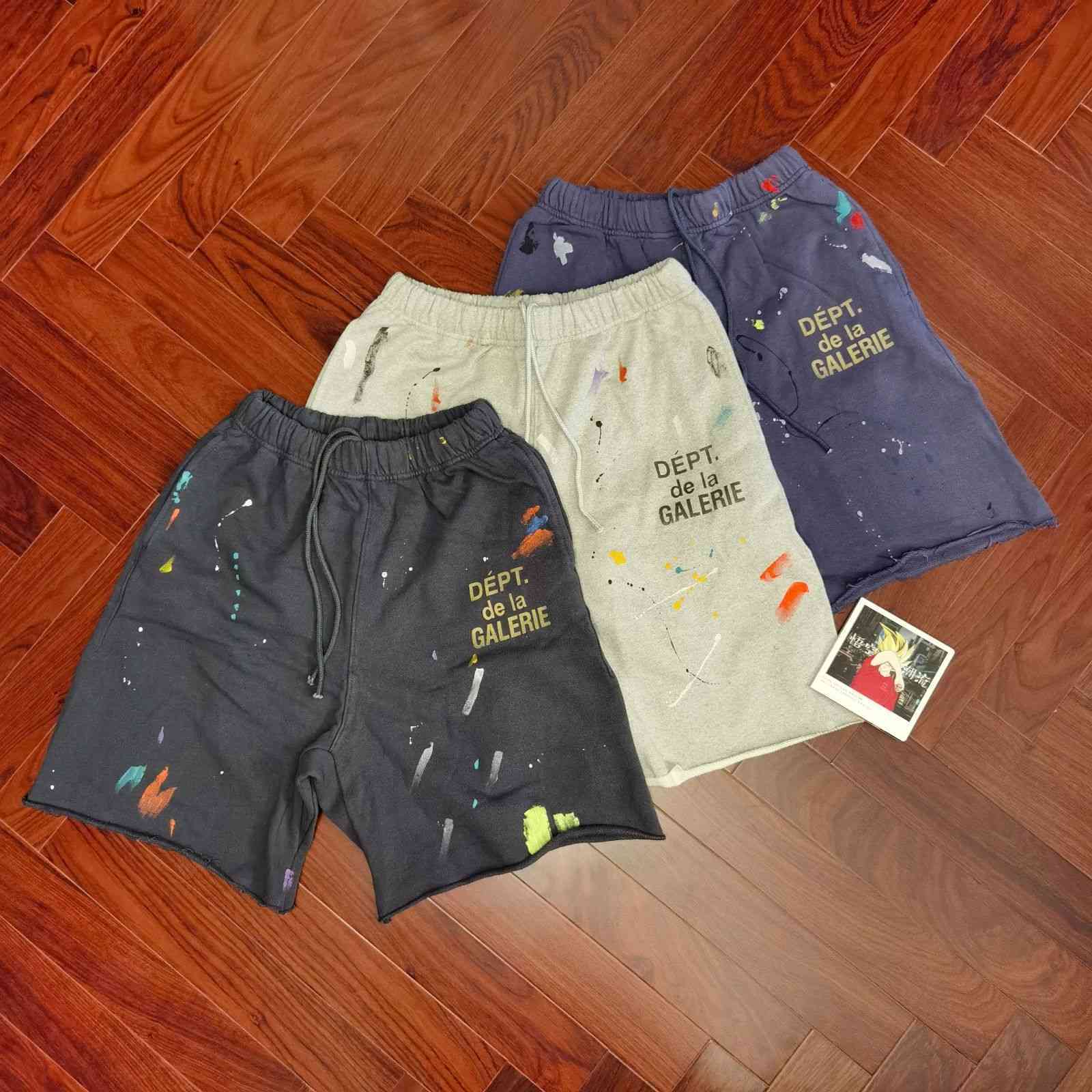 Wukong fashion dept hand painted graffiti shorts high street casual Capris, Wash black