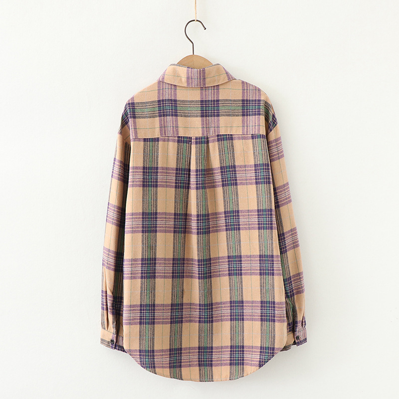 Womens Plaid Shirts Women Blouses And Tops Women's Over-Shirt Tiles Long Sleeve Checked Spring Autumn Lady Plus Size Shirt 210225