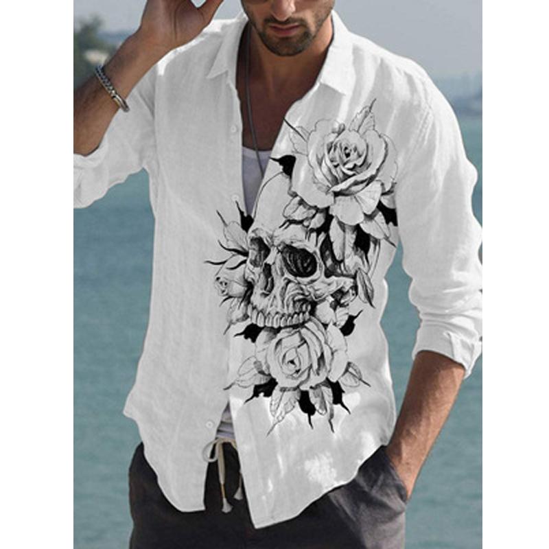Men's Casual Shirts Autumn Men Shirt Skull Print Fashion Personality Oversize Long Sleeve Dress Loose For Tops Blouse Chemise, White;black
Men's Casual Shirts Autumn Men Shirt Skull Print Fashion Personality Oversize Long Sleeve Dress Loose For Tops Blouse Chemise, White;black