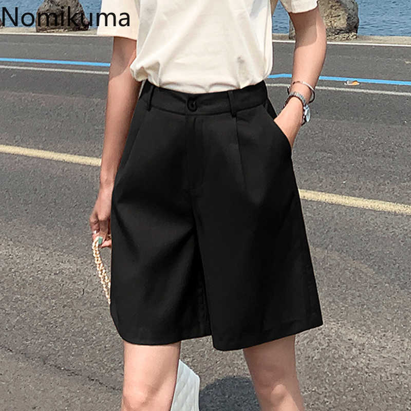 Nomikuma High Waist Shorts Women Solid Color Suit Short Pants Female Korean BF Style Streetwear Leisure Daily 3a764 210611