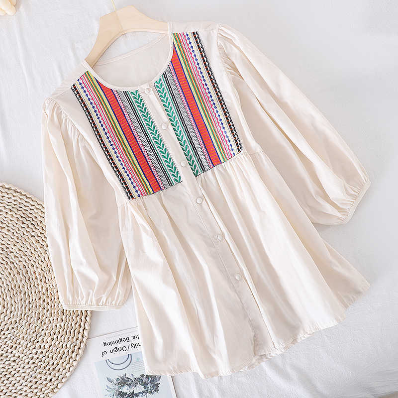 LY VAREY LIN Summer Female Loose Embroidery Colour White Green Shirt Women Casual O-neck Single Breasted Puff Sleeve Shirts Tops 210526
LY VAREY LIN Summer Female Loose Embroidery Colour White Green Shirt Women Casual O-neck Single Breasted Puff Sleeve Shirts Tops 210526