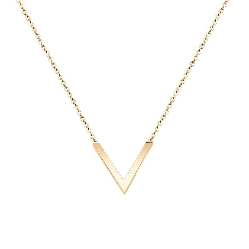 Pendant Necklaces European Style Letter V For Women Simple Gold Color Stainless Steel Chain Birthday Gift Luxury Designs Jewelry
Pendant Necklaces European Style Letter V For Women Simple Gold Color Stainless Steel Chain Birthday Gift Luxury Designs Jewelry