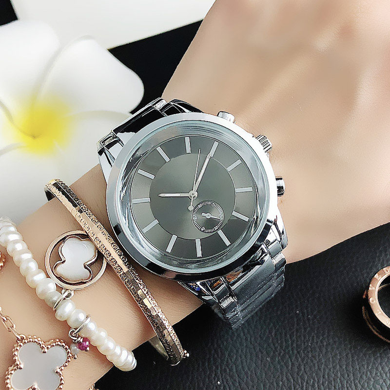 Fashion Brand Watches women Men style Metal steel band Quartz Wrist Watch A41, Silver pink