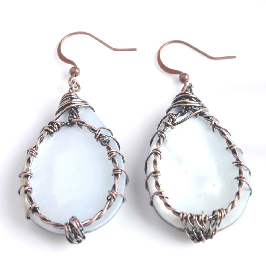 WOJIAER Silver Color Tree of Life Dangle Drop Earrings Natural Abalone Shell Pearl Earring Water Drops Girls Charm Jewelry BV908