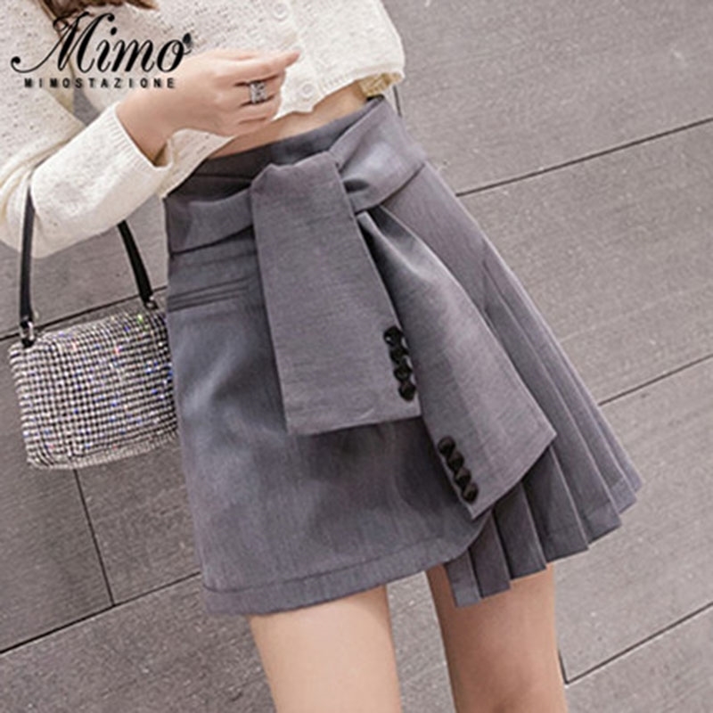 Summer Solid High-waisted Personality Irregular Pleated Skirts Womens 210615Z