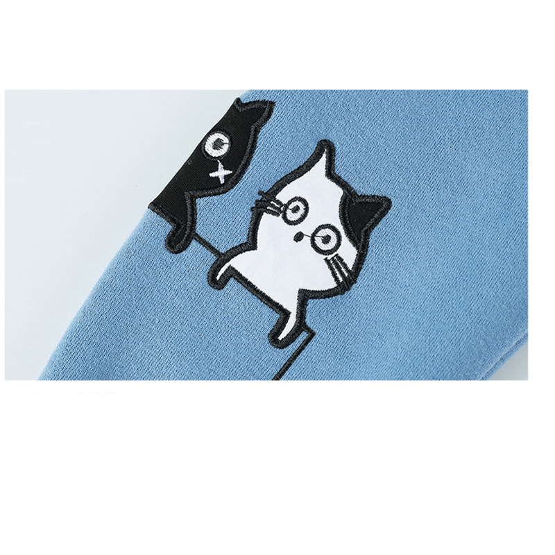 Hoodies Womens Hooded Solid Thicker Plus Velvet Warm Cartoon Letter Embroidered Pockets Women Hoodie All-match Soft Leisure Chic 201211