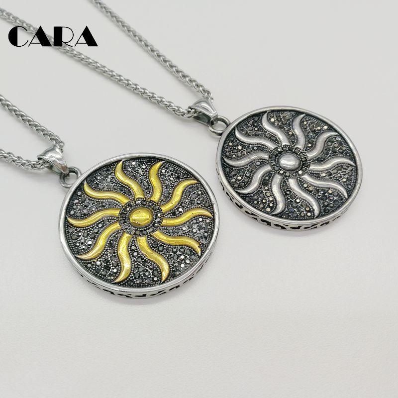 Pendant Necklaces Arrival Sun Wheel Golden-Sun Kolovrat Slavic Amulet Norse Occult Symbol Rhinestones Men Necklace BLKN0443
Pendant Necklaces Arrival Sun Wheel Golden-Sun Kolovrat Slavic Amulet Norse Occult Symbol Rhinestones Men Necklace BLKN0443
