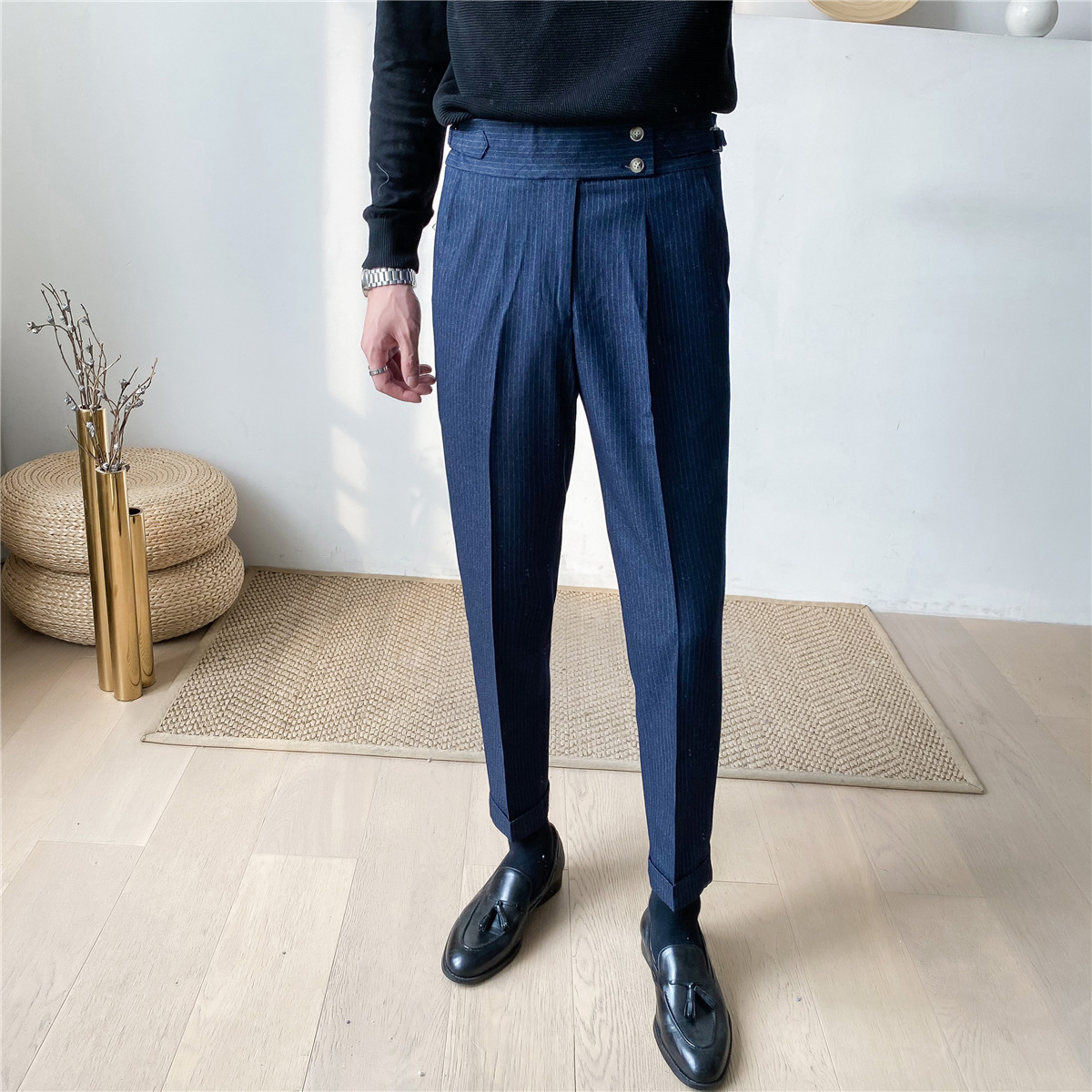 2021 New Men's Style High Waist Striped for Black Autumn Winter Pants Slim Fit Formal Office Trousers Men 2xbm, Blue
2021 New Men's Style High Waist Striped for Black Autumn Winter Pants Slim Fit Formal Office Trousers Men 2xbm, Blue