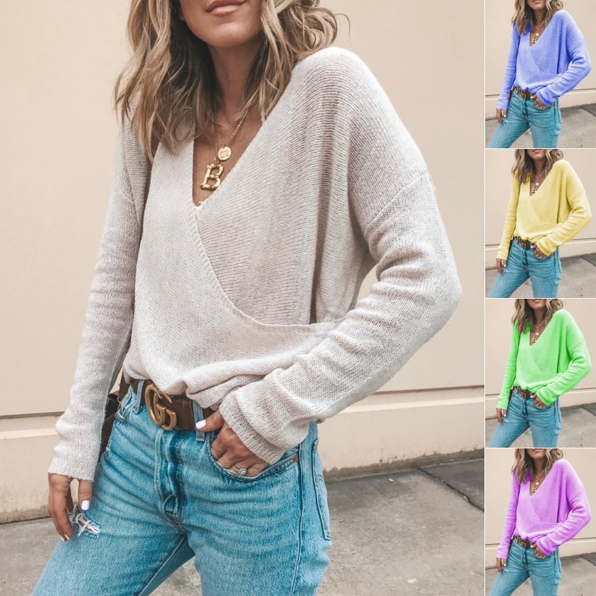 2021 New Sexy V-neck Long Sleeve Solie Thin Sweater Autumn Knitted Casual Pull Femme Plus Size 5xl Women Knitwear Sweaters Omfc, Purple
2021 New Sexy V-neck Long Sleeve Solie Thin Sweater Autumn Knitted Casual Pull Femme Plus Size 5xl Women Knitwear Sweaters Omfc, Purple
