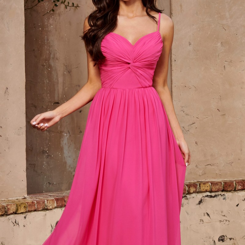 Fuchsia Bridesmaid Dress Chiffon Long Wedding Party Gowns