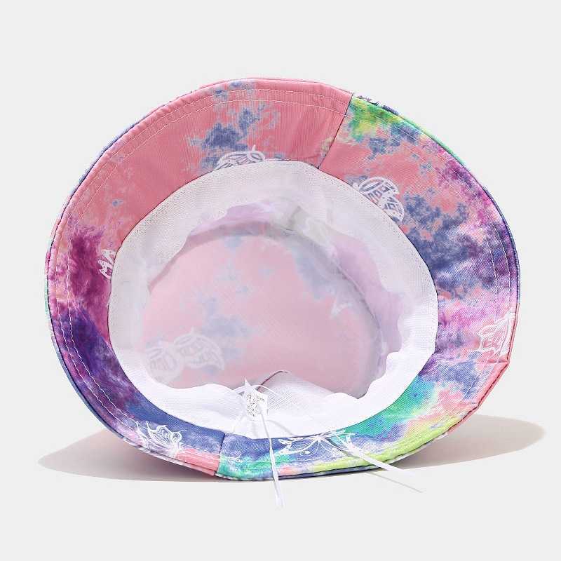 Rainbow Cow Tie Dye Blue Sky Clouds Flame Bucket Hat Women Men Multicolor Unisex Summer Panama Caps Outdoor Grid Fisherman's Hat Q0805