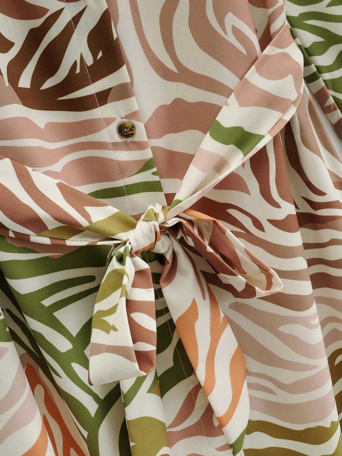 ZEVITY Women fashion color matching texture print bow sahses shirt Dress Office Ladies breasted Vestido Chic Dresses DS4356 210603