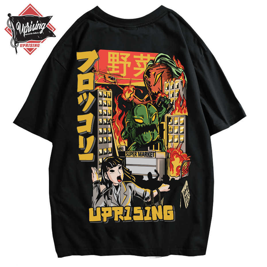 Men Hip Hop T Shirt Japanese Harajuku Cartoon Monster T-Shirt Streetwear Summer Tops Tees Cotton Tshirt Oversized HipHop 210629
