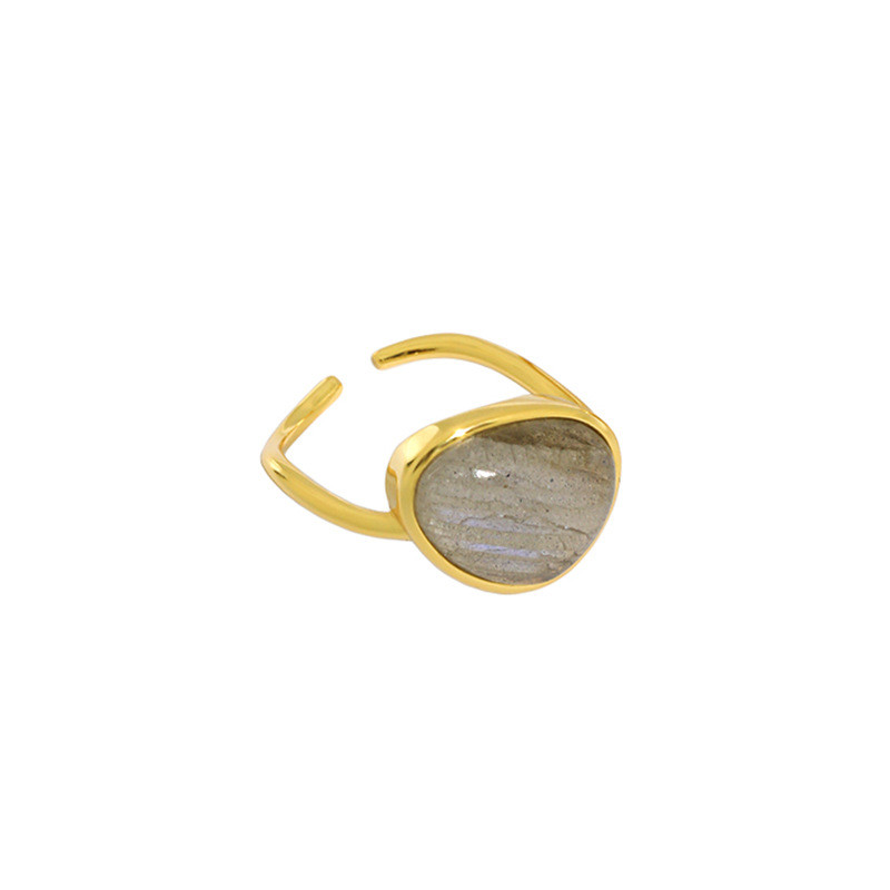100% 925 Sterling Silver Moon Stone Crystal Rings For Women New Irregular Adjustable Statement Ring Birthday Gifts