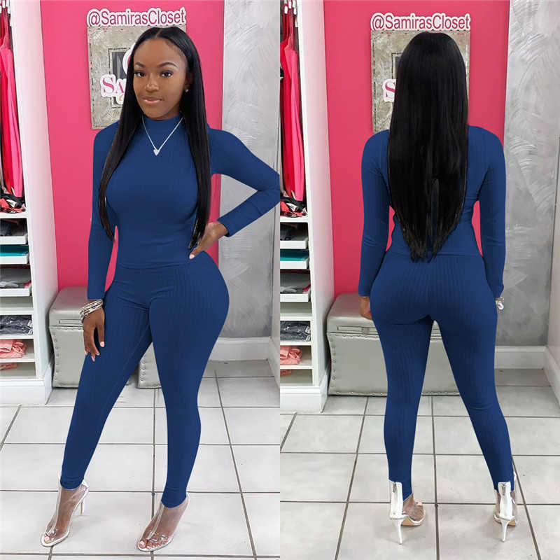 Women's Two Piece Pants Plus size S-3XL fall winter women long sleeve sweatshirt pants knitted two piece set solid color outfits casual black tra