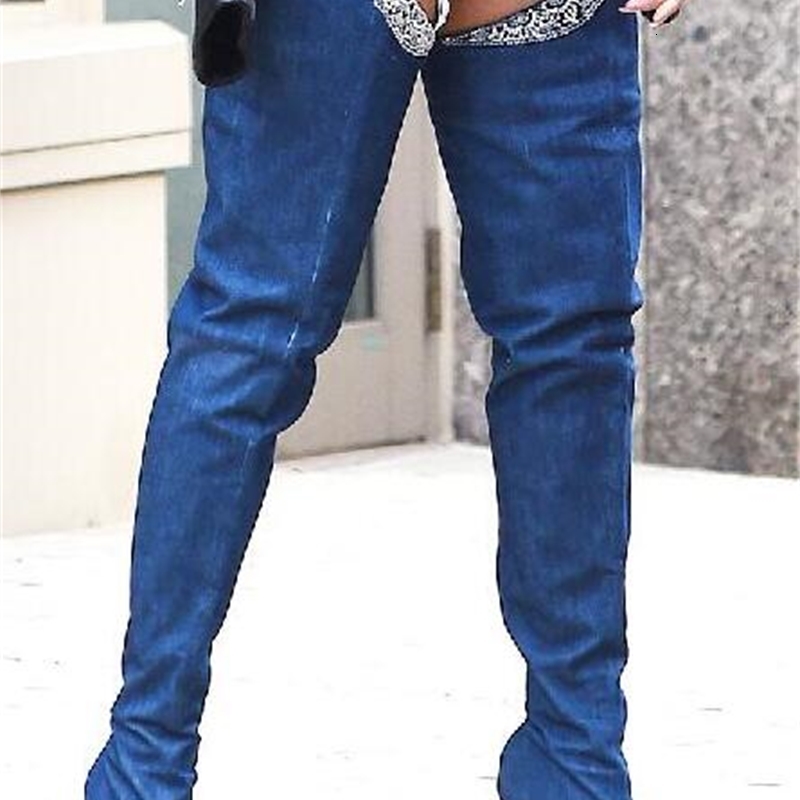 boots super dark blue denim women's point on from knee down belt ladies manners cowboy's long female boot qw9m, Black
boots super dark blue denim women's point on from knee down belt ladies manners cowboy's long female boot qw9m, Black