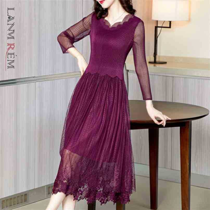 Women Purple Folds Lace Ruffle Mid-long Dress Long Sleeve Loose Fit Fashion Spring Autumn 2E1448 210526, Navy blue
Women Purple Folds Lace Ruffle Mid-long Dress Long Sleeve Loose Fit Fashion Spring Autumn 2E1448 210526, Navy blue