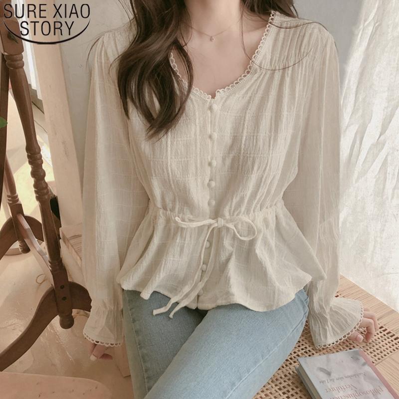 Women's Blouses & Shirts 2022 Spring Autumn Women V-Neck White Belt Casual Cotton Linen Lace Long Sleeve Chemisier Femme 9590
Women's Blouses & Shirts 2022 Spring Autumn Women V-Neck White Belt Casual Cotton Linen Lace Long Sleeve Chemisier Femme 9590