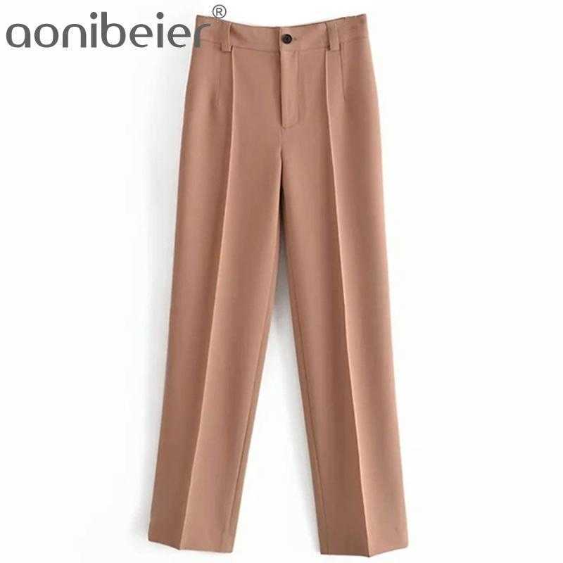 Khaki High Waist Career Pants Spring Summer Office Lady Straight-Leg Casual Long Trouser Suit 210604
Khaki High Waist Career Pants Spring Summer Office Lady Straight-Leg Casual Long Trouser Suit 210604