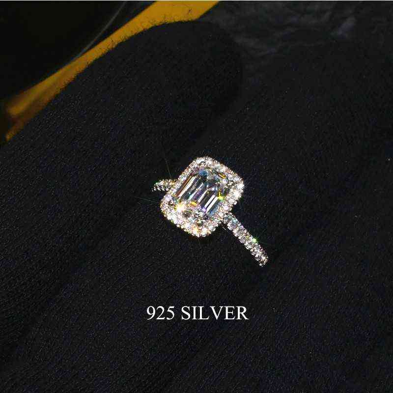 Handmade Emerald cut 2ct Lab Diamond Ring 925 sterling silver Engagement Wedding band Rings for Women Bridal Fine Party Jewelry 211217
