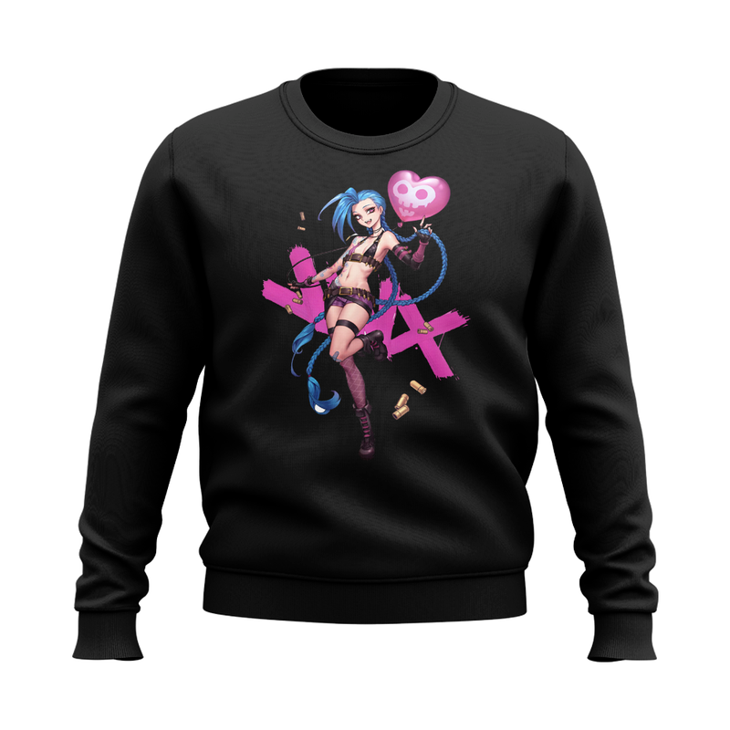 Sweater Jinx 3D printing lol love balloon girl pattern casual party style top round neck high quality autumn and winter hoodless sweater, Black
Sweater Jinx 3D printing lol love balloon girl pattern casual party style top round neck high quality autumn and winter hoodless sweater, Black