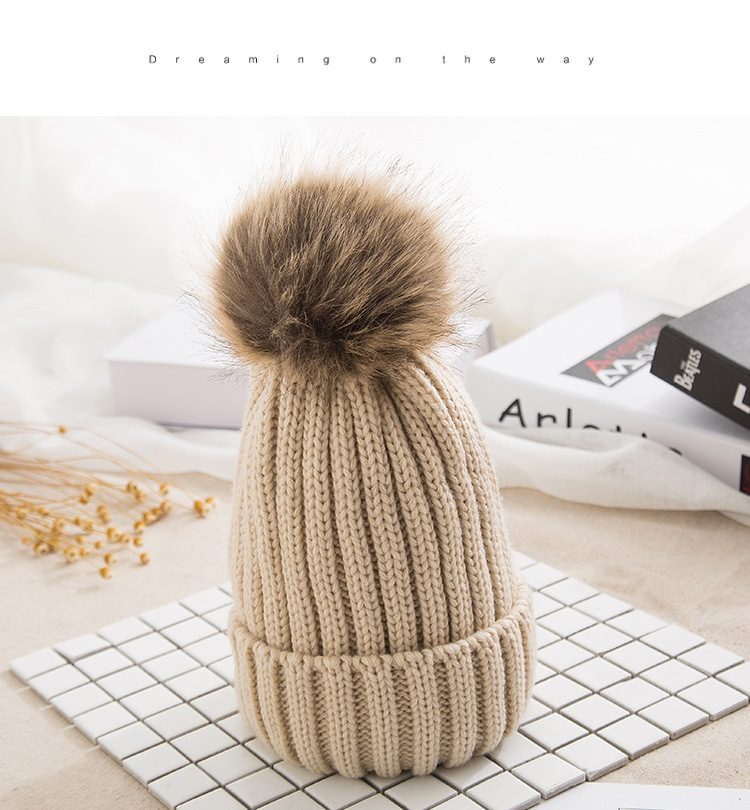 7 Styles Big Girls Knit Cap Kid Crochet PomPom Beanies Hat Fur Ball Hats Knitted Outdoor Caps girl Accessories M421