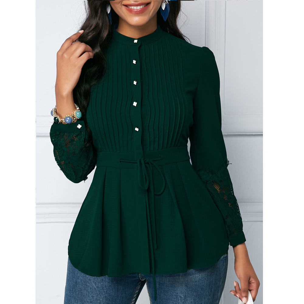 Women's Blouse And Shirt Spring Sexy Hollow Out Lace Long Sleeve Office blusas mujer de moda Vintage Plus Size Slim Tops 210225