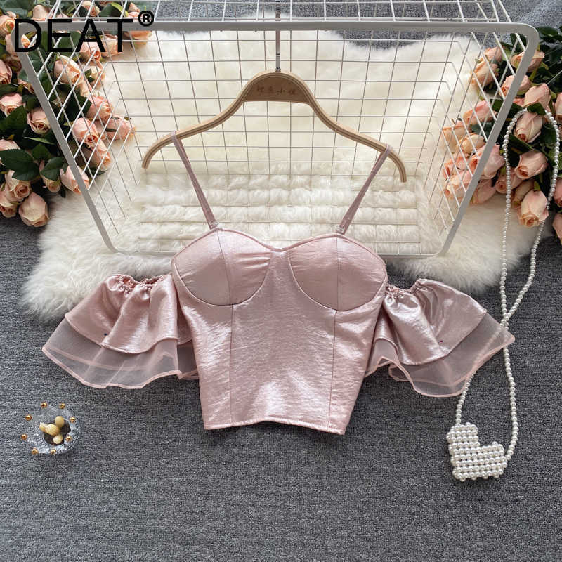 DEAT Women Ruffled Sleeves Slim All-match Sling Camis Arrivals Sexy Temperament Fashion Spring Summer 11D1320 210709, Apricot
DEAT Women Ruffled Sleeves Slim All-match Sling Camis Arrivals Sexy Temperament Fashion Spring Summer 11D1320 210709, Apricot