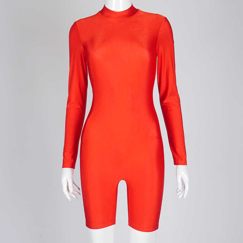 Colysmo Black Romper Shorts Long Sleeve Zipper Solid Color Crewneck Bodycon Fitness Overalls Women Sportwear Sexy Casual Outfits 210527