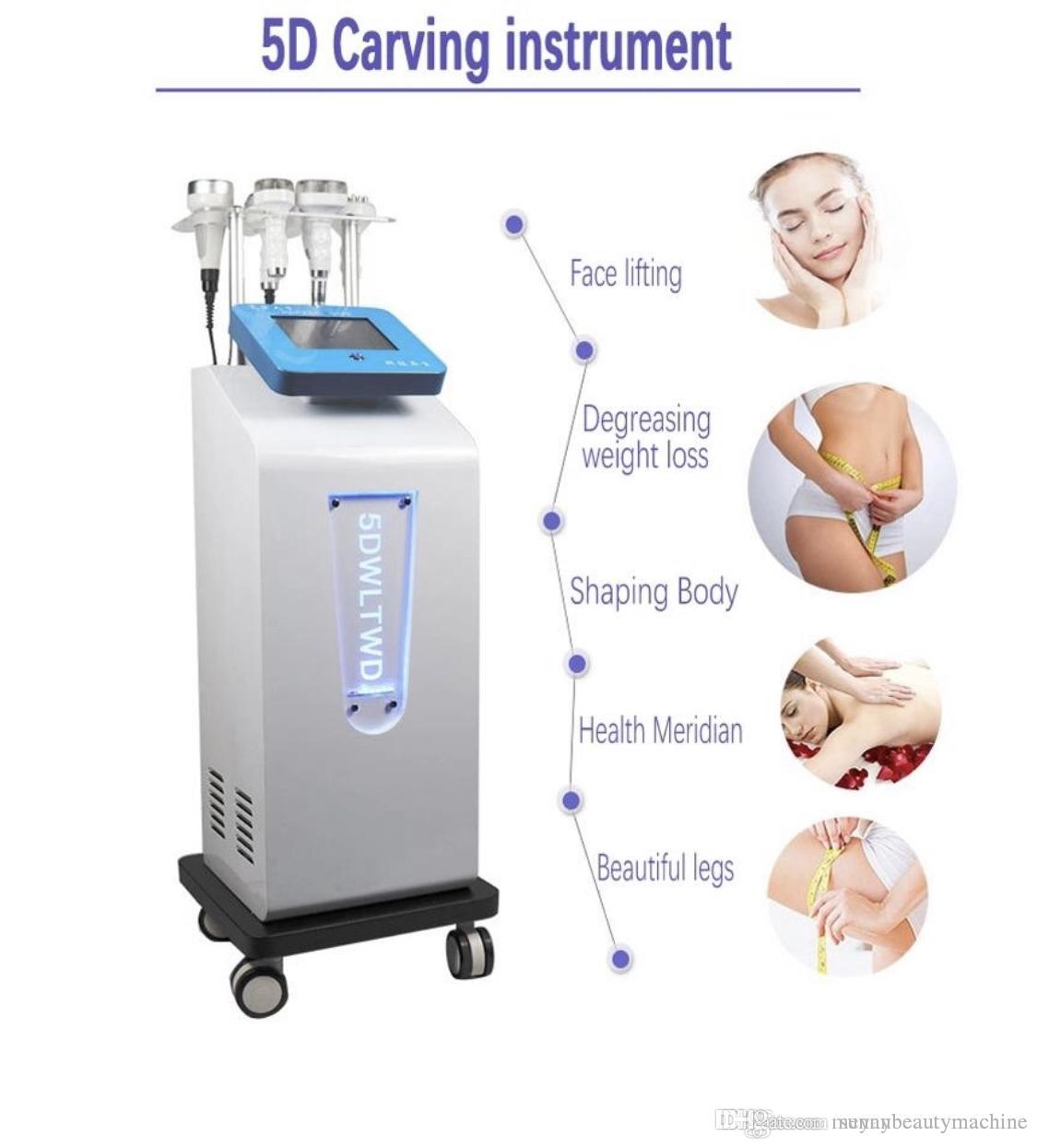Trending Equipment Multi-function Face lift 80K Ultrasonic Cavitation 5DCarving instrument Rf Vacuum body shaping Slimming Machine